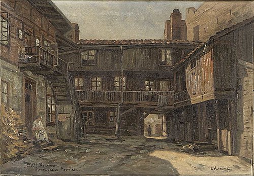 Hotel "Drammen" i Strandgaten, Pipervika, 1920, Arne Hjersing
