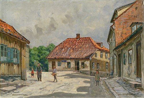 Fra Hammersborg torg, 1900, Arne Hjersing