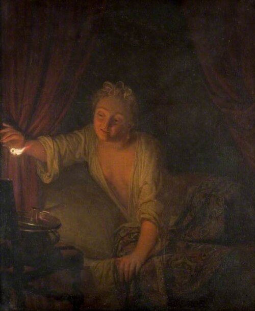 A Woman in Bed Extinguishing a Candle, , Arnold Boonen