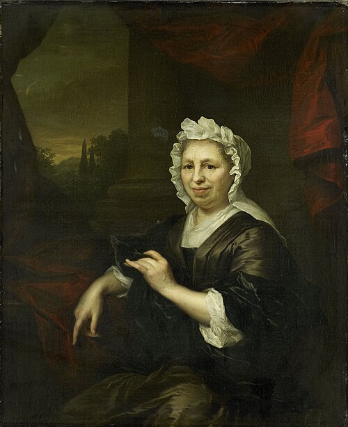 Portrait Brechje Hooft (1640-1721). Widow of Harmen van de Poll, 1714, Arnold Boonen