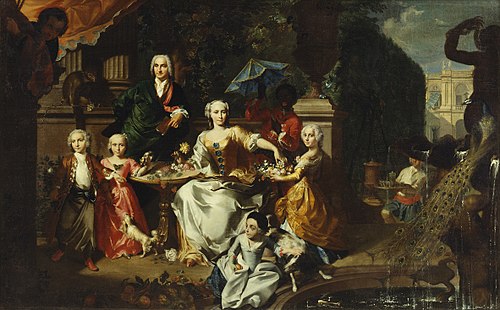 A Family Group on a Terrace in the Grounds of a Villa. Possibly the English Businessman George Jacks, 1737, Marcus Tuscher