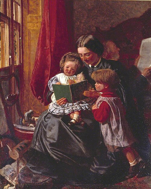 Mother and Children Reading, 1860, Arthur Boyd Houghton