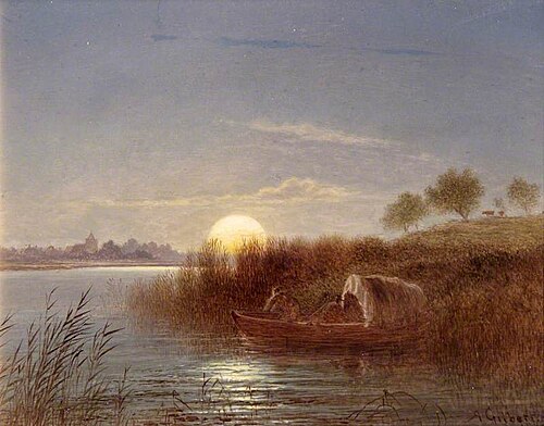 River Scene by Moonlight, 1879, Arthur Gilbert