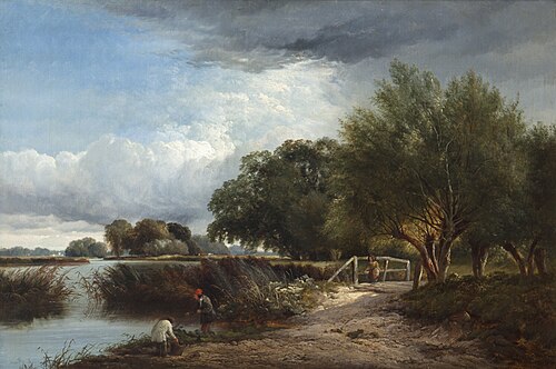 A River Landscape / A River Landscape with a Stormy Sky and Figures, 1850, Arthur Gilbert