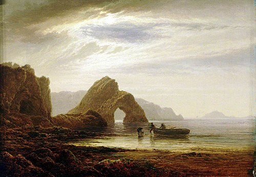 Moonlight at Giltar Point, Tenby, looking south, 1873, Arthur Gilbert