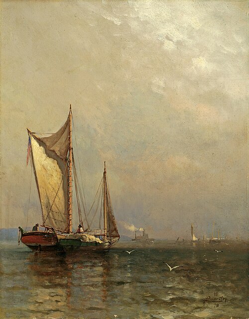 Sailboats on the Hudson, 1878, Arthur Quartley