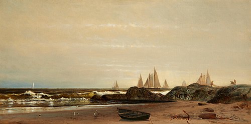 Sailing along the shore, 1875, Arthur Quartley