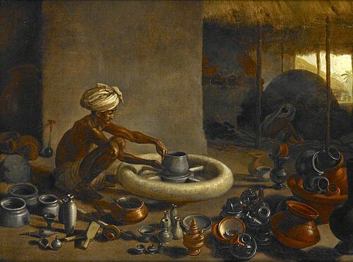 Potter Engaged in Throwing a Pot on a Wheel, 1792, Arthur William Devis