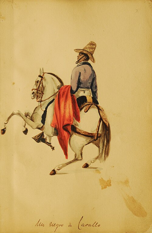 A Negro on horseback, 1850, Pancho Fierro