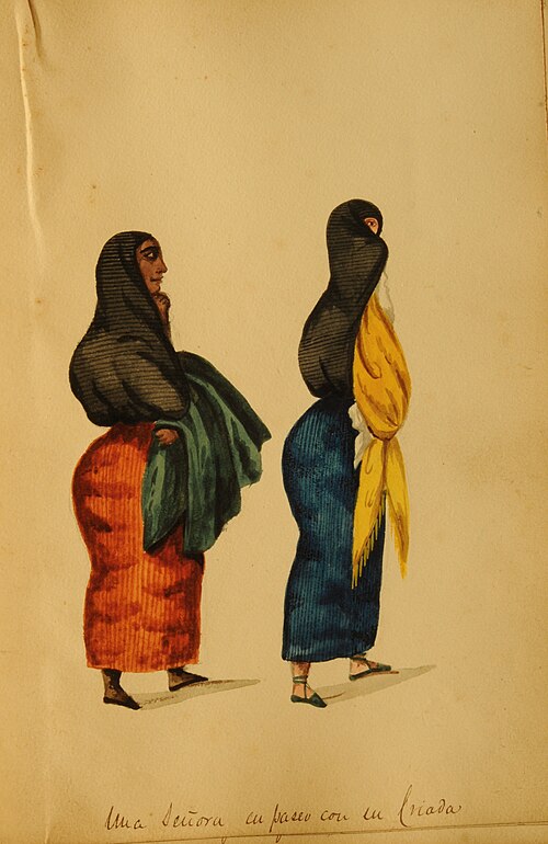 A lady on a walk with her maid, 1850, Pancho Fierro
