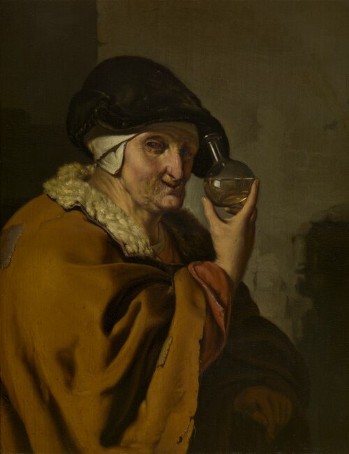 An Old Woman with a Bottle, 1663, Ary de Vois