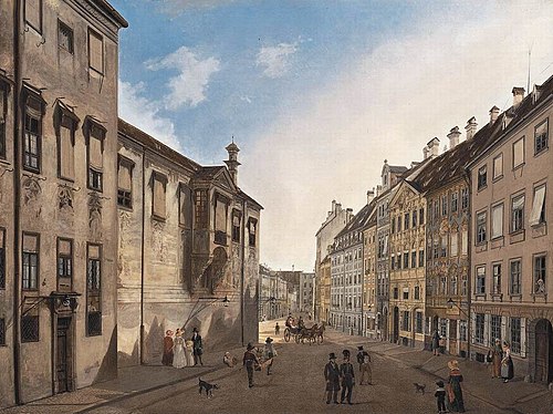 Die Residenzstraße gegen den Max-Joseph-Platz im Jahr 1826, 1826, Domenico Quaglio le jeune