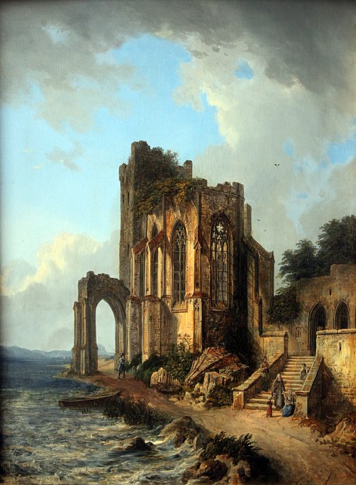 Church ruins by the sea, 1824, Domenico Quaglio le jeune