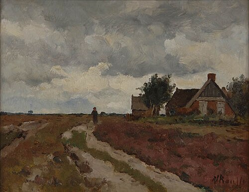 Heidegezicht met wandelaar, , Victor Bauffe