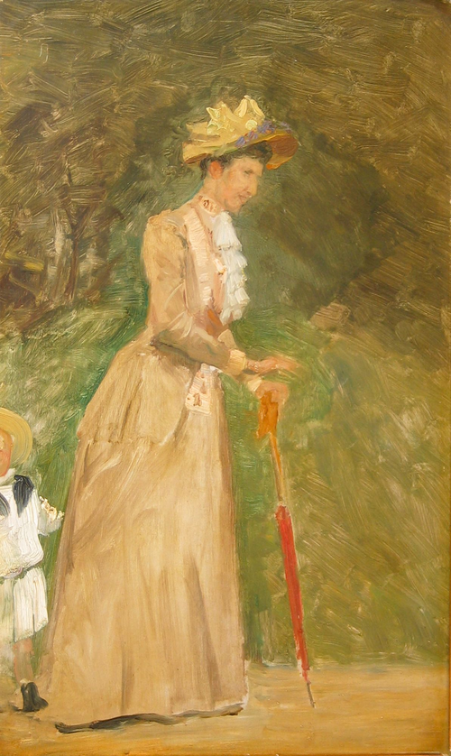 Crown Princess Louise and Prince Gustav in the Royal Gardens, Denmark., 1890, August Jerndorff