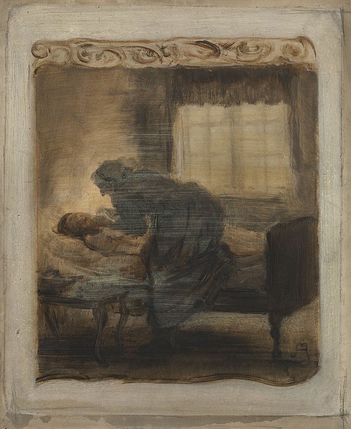 "Og dybere bøjede Heksen sig ned over den hvide hals...", 1889, August Jerndorff