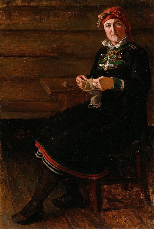 Seated Woman in Folk Costume from Setesdal, 1870, August Schneider
