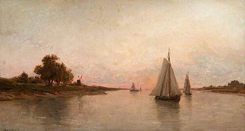A Calm Evening in the Scheldt, , Augustus Jules Bouvier