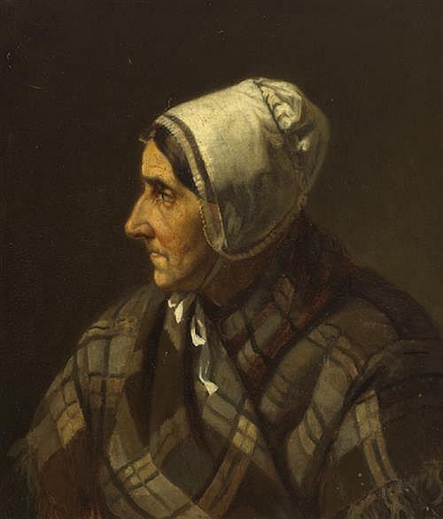 Head of old woman, , Augustus Nicholas Burke