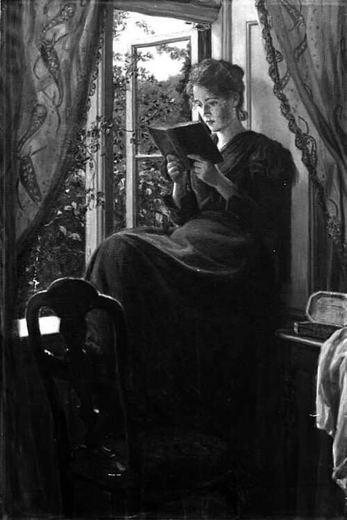 Romanen. Ung læsende pige, 1898, Axel Helsted