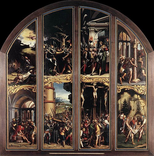 La Passion du Christ: Au jardin des oliviers, L’arrestation du Christ, Le Christ devant Caïphe, La f, 1523, Hans Holbein le Jeune