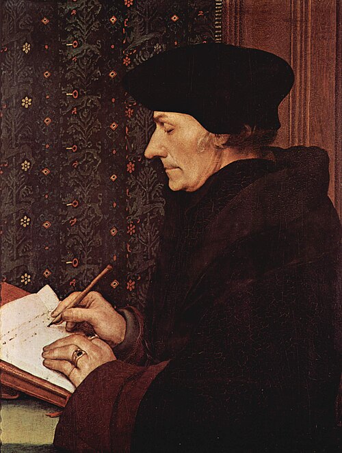 Portrait d'Érasme écrivant, 1528, Hans Holbein le Jeune