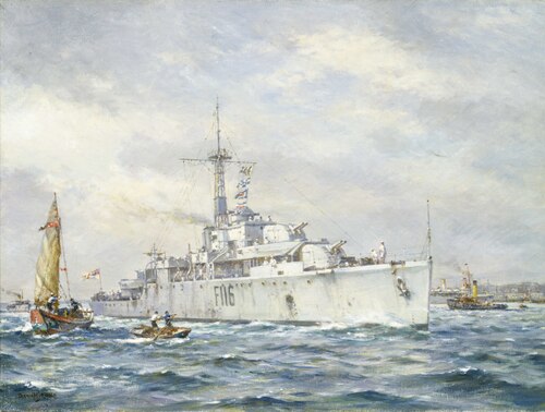 HMS Amethyst arriving at Hong Kong, 3 August 1949, 1950, Bernard Finegan Gribble