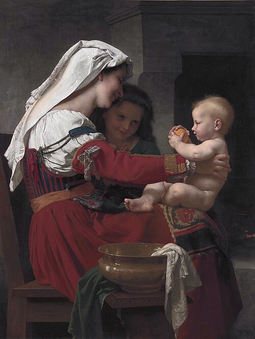 Admiration maternelle - le bain, 1869, William Bouguereau