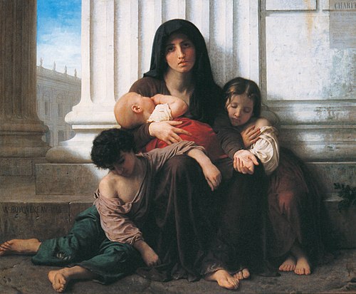 La famille indigente (réduction), 1865, William Bouguereau