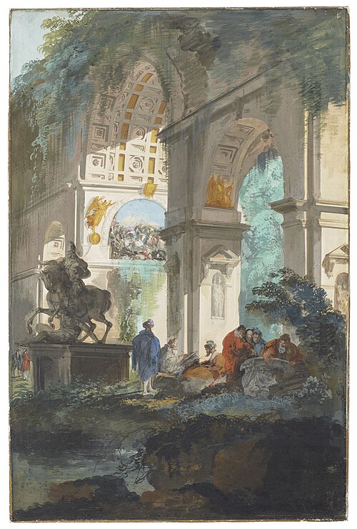 Capriccio with a triumphal arch, , Giuseppe Bernardino Bison