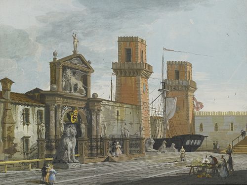 View of the Aresenale, Venice, 1845, Giuseppe Bernardino Bison