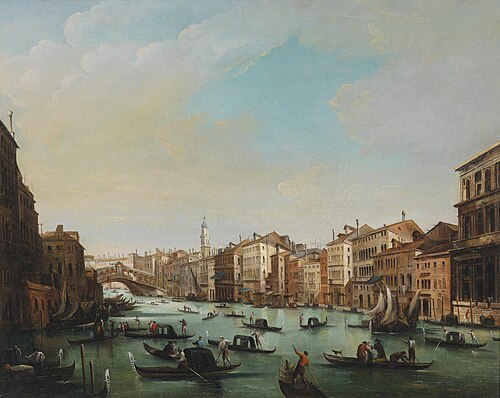 Venedig, Ansicht vom Canal Grande mit der Rialto-Brücke, 1844, Giuseppe Bernardino Bison