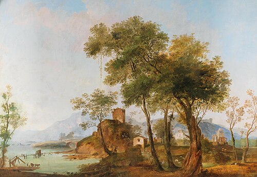 A bucolic river landscape, 1844, Giuseppe Bernardino Bison