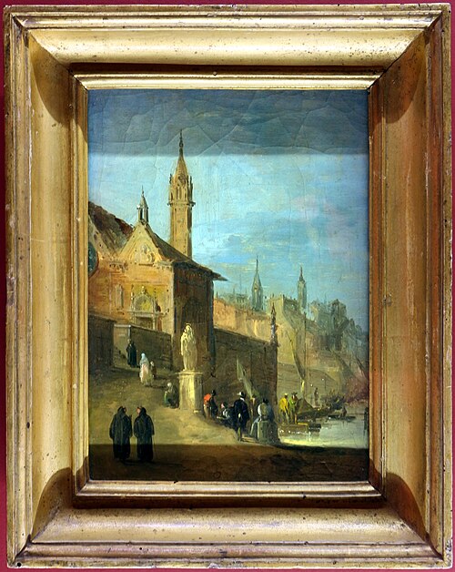 scena di porto con frati, , Giuseppe Bernardino Bison