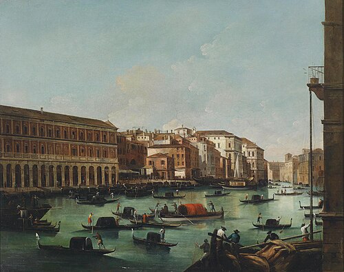Venedig, Ansicht vom Canal Grande mit den Fabbriche Nuove von Rialto, 1844, Giuseppe Bernardino Bison