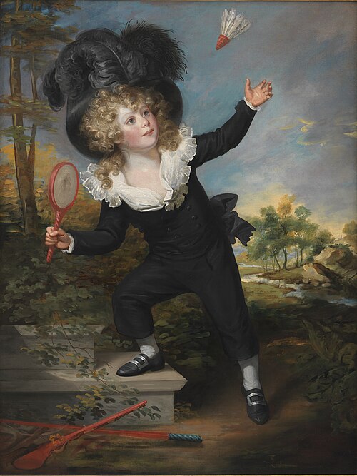 Portræt af Kennett Dixon, der spiller badminton, , William Beechey