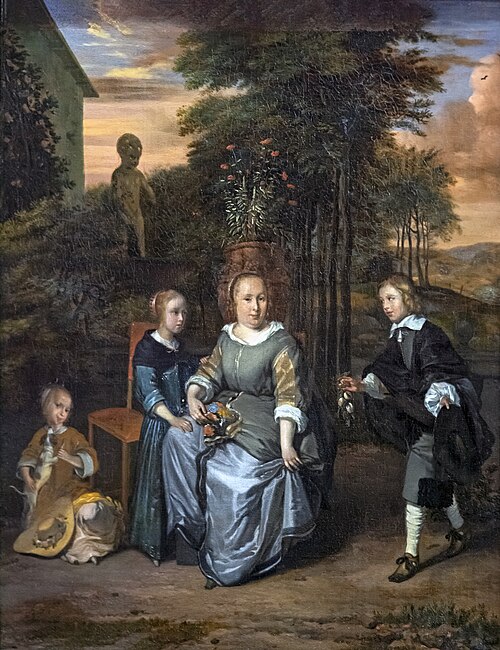 woman with children in the garden, 1657, Barend Graat