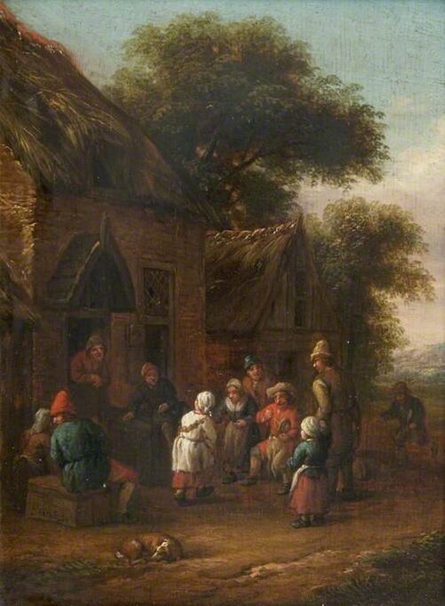 Peasants before a Cottage, , Barent Gael