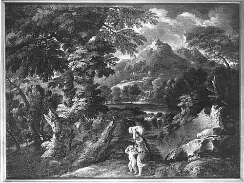 Gebirgslandschaft mit Hagar und Ismael, , Bartolomeo Torreggiani