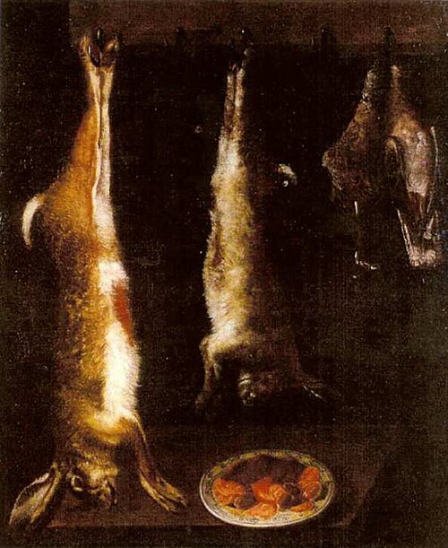 Bodegon de caza (liebres), 1850, Bartolomé Montalvo