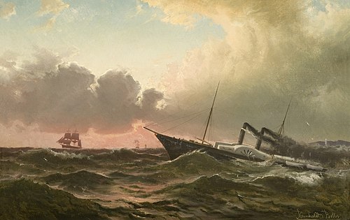 The paddle steamer Crown Princess Louise at Færder, 1900, Reinholdt Boll