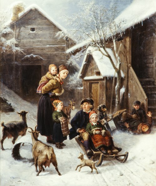 Tobogganing (Dalecarlian Scene), 1875, Bengt Nordenberg