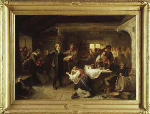 A Revivalist Disturbs the Merrymaking, 1866, Bengt Nordenberg
