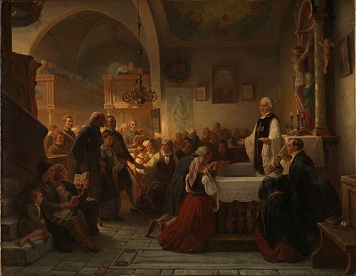 Celebrating Communion in a Swedish Parish Church, 1856, Bengt Nordenberg