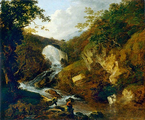 Fishermen by a Stream in a Rocky Landscape, 1816, Benjamin, the younger Barker