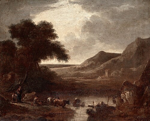 A Tarn with Peasants and Cattle, 1833, Benjamin, the younger Barker
