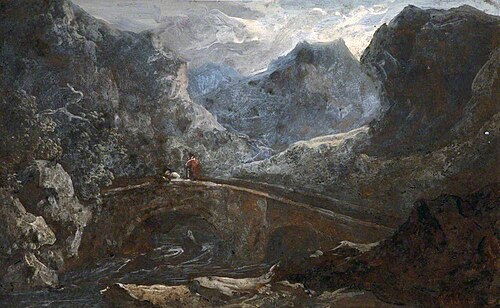 Mountain Valley with a Bridge, , Benjamin, the younger Barker