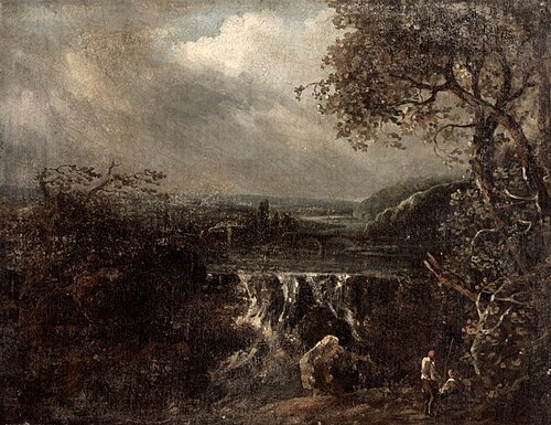 River Landscape with a Waterfall, , Benjamin, the younger Barker