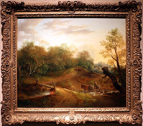 carretto con pony che attraversa un ruscello nella foresta, 1815, Benjamin, the younger Barker