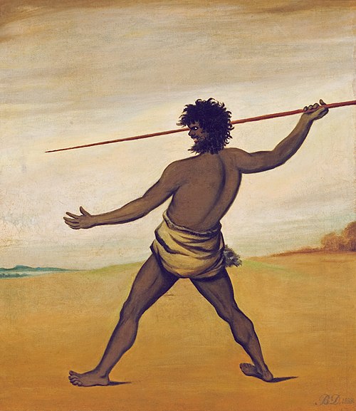 Timmy, a Tasmanian Aboriginal, throwing a spear, 1838, Benjamin Duterrau